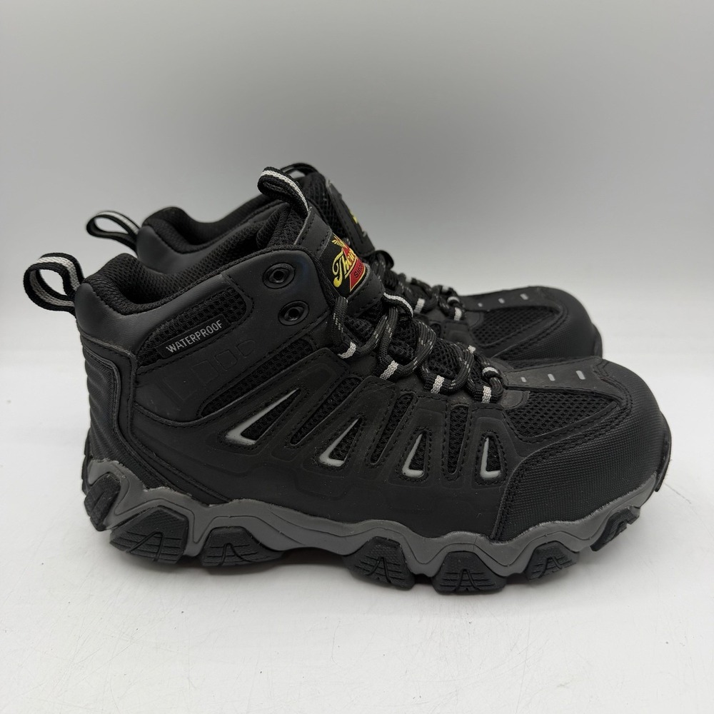 Thorogood Work Boots Womens Sz 6.5 M‎ Black Comp Safety Toe Mid Ankle 804-6292